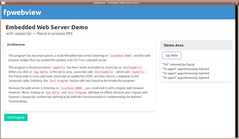 fpwebview Embedded Server Demo