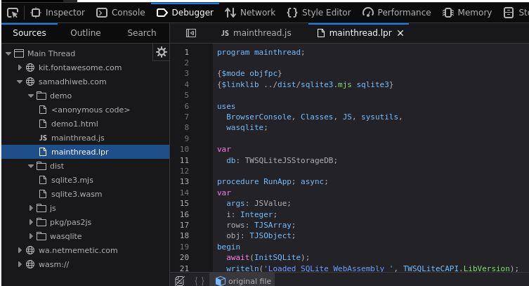 pas2js source code in debugger